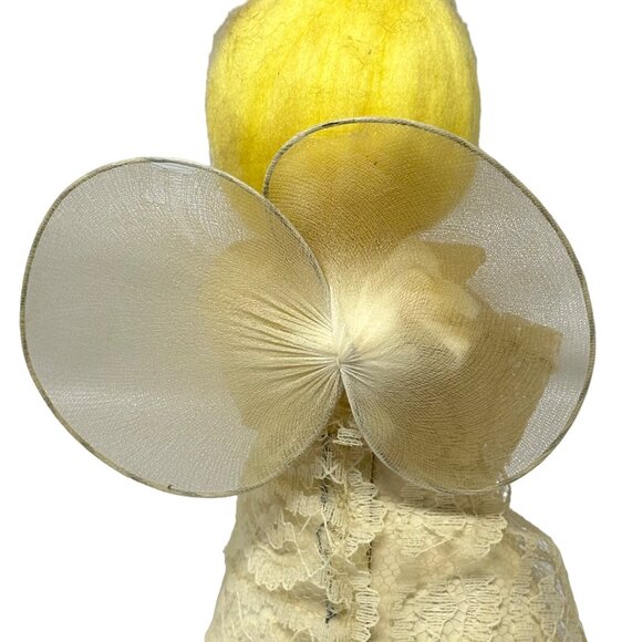 Angel Tree Topper Figurine Blonde Hair Lace Dress Cardboard Body Vintage MCM - Picture 3 of 7